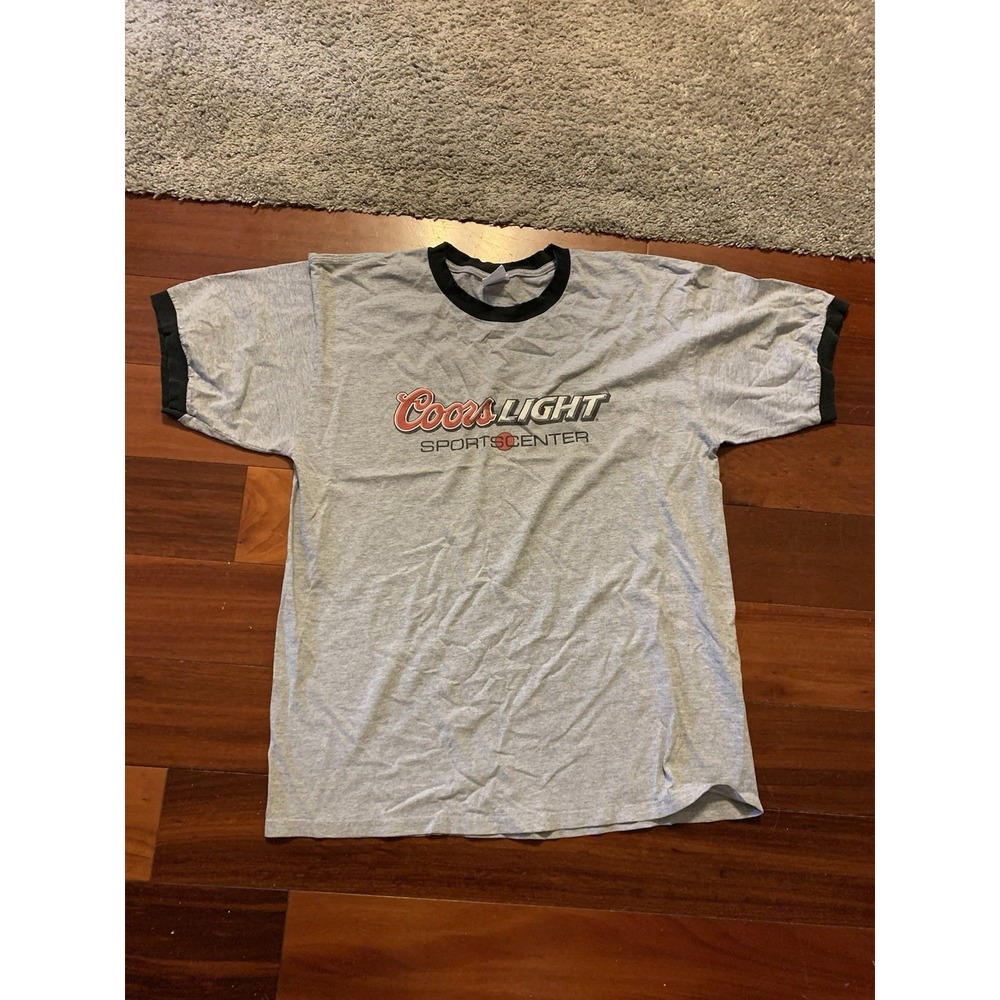 Vintage Coors Light Sports Center Ringer Shirt XL Built On Brackets Beer Tourney